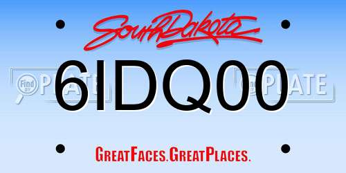 6IDQ00 South Dakota License Plate