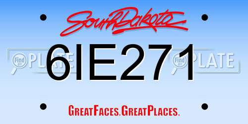 6IE271 South Dakota License Plate