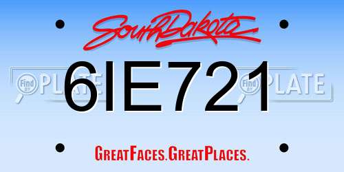 6IE721 South Dakota License Plate