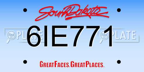 6IE771 South Dakota License Plate
