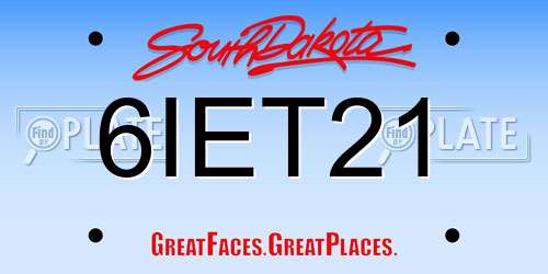 6IET21 South Dakota License Plate