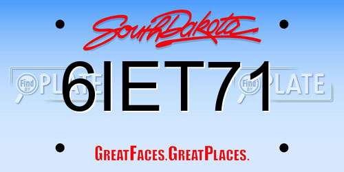 6IET71 South Dakota License Plate
