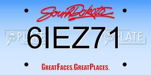 6IEZ71 South Dakota License Plate