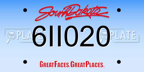 6II020 South Dakota License Plate
