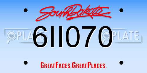 6II070 South Dakota License Plate