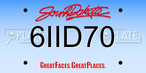 6IID70 South Dakota License Plate