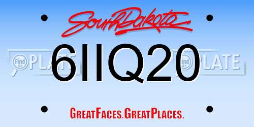 6IIQ20 South Dakota License Plate
