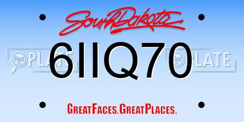 6IIQ70 South Dakota License Plate