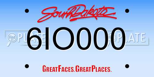 6IO000 South Dakota License Plate
