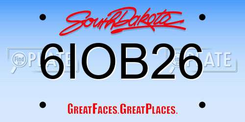 6IOB26 South Dakota License Plate