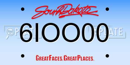 6IOO00 South Dakota License Plate