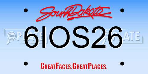 6IOS26 South Dakota License Plate