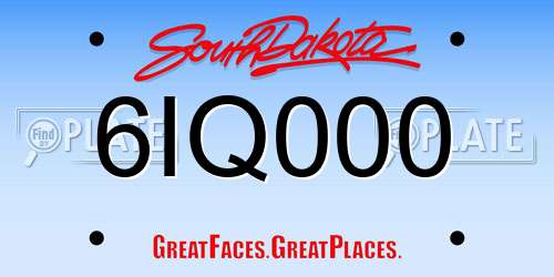 6IQ000 South Dakota License Plate