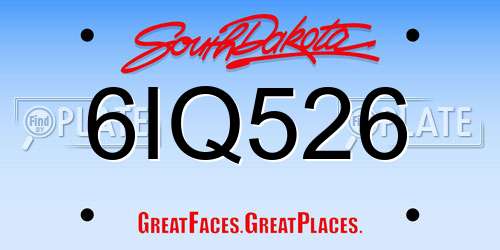 6IQ526 South Dakota License Plate