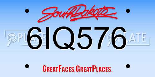 6IQ576 South Dakota License Plate