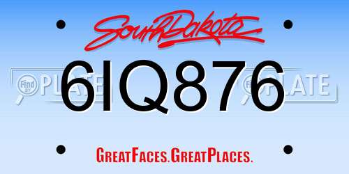 6IQ876 South Dakota License Plate