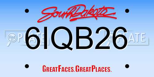 6IQB26 South Dakota License Plate