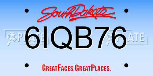 6IQB76 South Dakota License Plate
