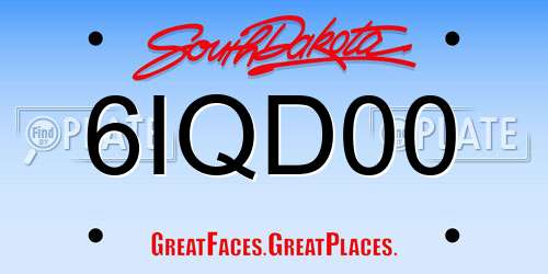 6IQD00 South Dakota License Plate