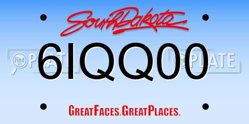 6IQQ00 South Dakota License Plate