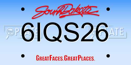 6IQS26 South Dakota License Plate