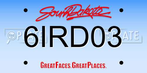 6IRD03 South Dakota License Plate