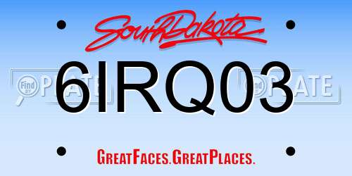 6IRQ03 South Dakota License Plate