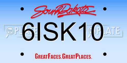 6ISK10 South Dakota License Plate