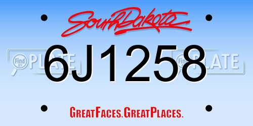 6J1258 South Dakota License Plate