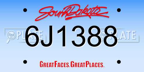6J1388 South Dakota License Plate