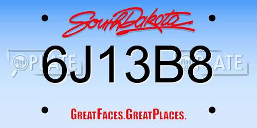 6J13B8 South Dakota License Plate