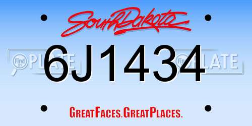 6J1434 South Dakota License Plate