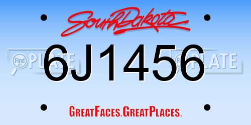 6J1456 South Dakota License Plate
