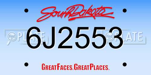 6J2553 South Dakota License Plate