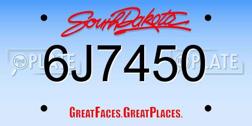 6J7450 South Dakota License Plate