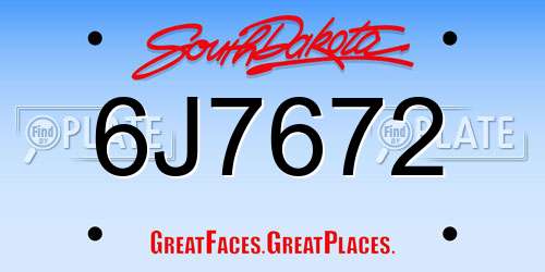 6J7672 South Dakota License Plate