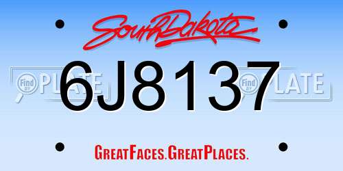 6J8137 South Dakota License Plate