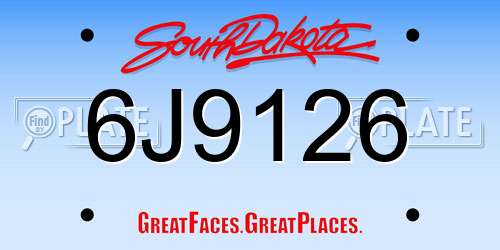 6J9126 South Dakota License Plate