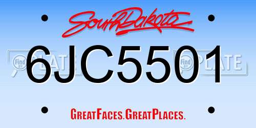 6JC5501 South Dakota License Plate