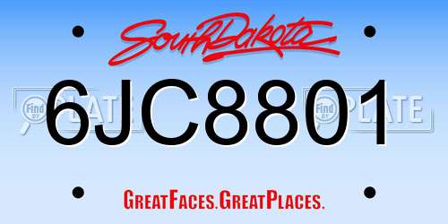 6JC8801 South Dakota License Plate