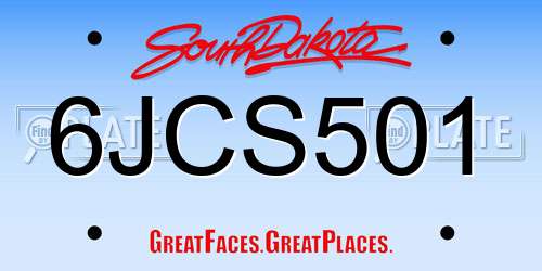 6JCS501 South Dakota License Plate
