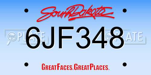 6JF348 South Dakota License Plate