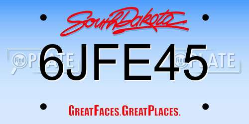6JFE45 South Dakota License Plate