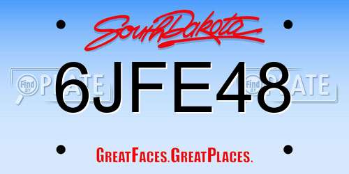 6JFE48 South Dakota License Plate