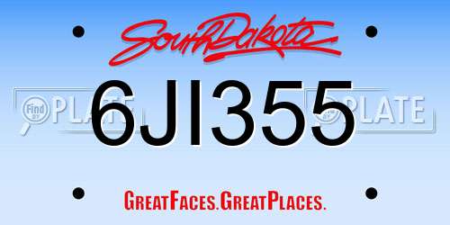 6JI355 South Dakota License Plate
