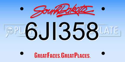 6JI358 South Dakota License Plate