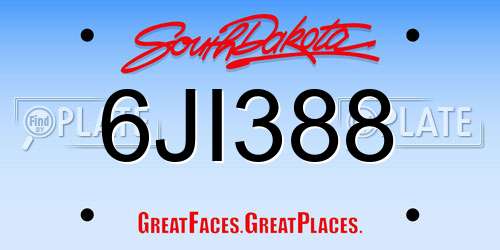 6JI388 South Dakota License Plate