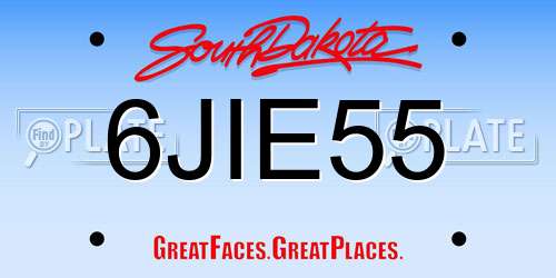 6JIE55 South Dakota License Plate