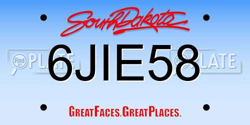 6JIE58 South Dakota License Plate