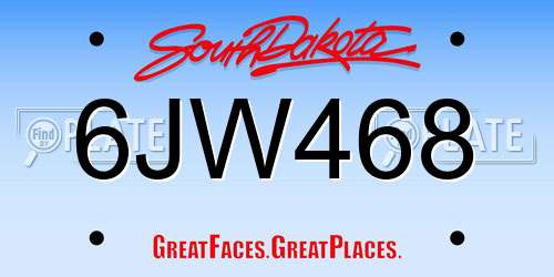 6JW468 South Dakota License Plate